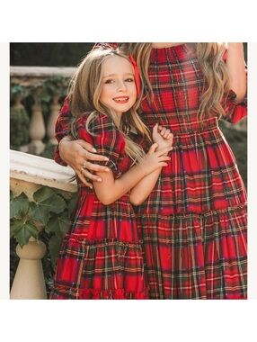 Ivy City Co Red Plaid Kids Dress MINI MADELINE DRESS IN HOLIDAY PLAID 2T NWOT